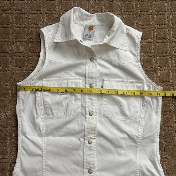 Carhartt Pearl Snap Vest Shirts Women's S White Sleeveless Western Cowgirl Rodeo - Picture 6 of 8